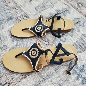 Jack Rogers Maci Leather Sandals Navy Sz8.5
